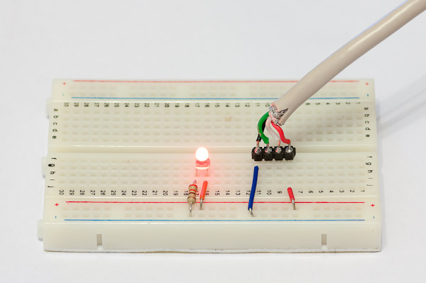 Simple USB powered circuit LED lit using USB power