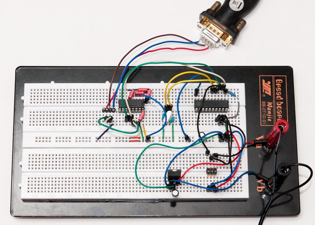 MAX3232 on a breadboard