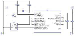 ATtiny2313 breadboard header schematic
