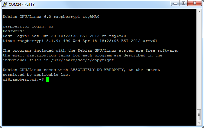 Successful serial connection to Raspberry Pi