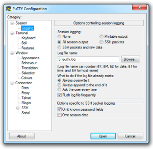 Putty settings