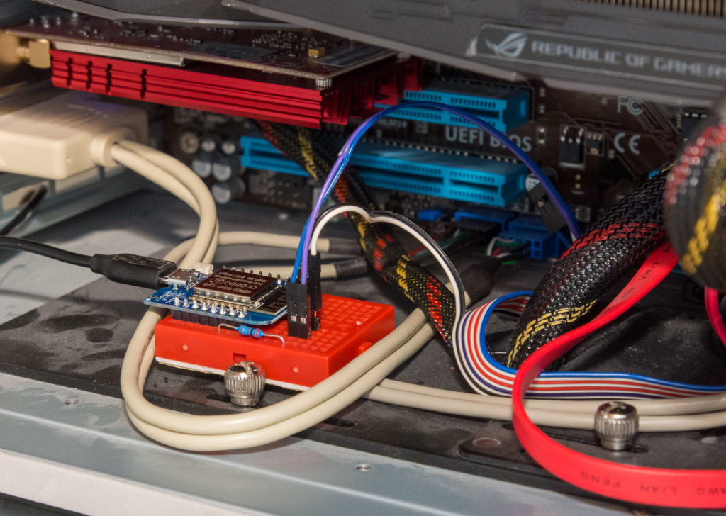 Wemos D1 mini wired to ATX power switch